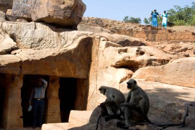 Cave complex of udayagiri with famous inscriptions of emperor Kharavela in Hatigumppha, Bhubaneswar, Orissa, India. clipart