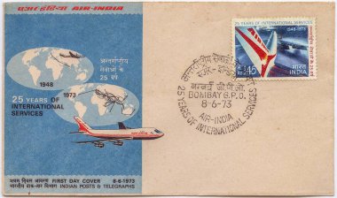 First day cover of postage stamps of air india clipart