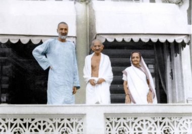 Abdul ghaffar Khan, Mahatma Gandhi ve Kasturba ayakta duran balkon, Mumbai, Hindistan, Asya, 1940