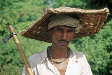 Kırsal adam portresi, Chattisgarh, Hindistan