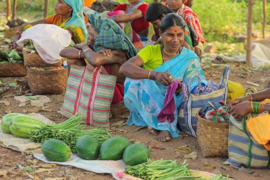 Satıcılar sebze, bastar, chhattisgarh, Hindistan, Asya 