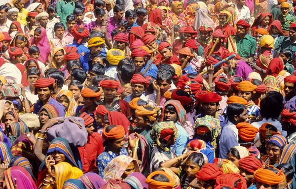 Holi Festival Stamme Gujarat India stockbilde