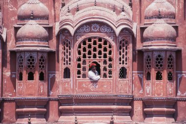 Rajasthani Man Jaipur, Rajasthan, Hindistan 'daki Hawa Mahal' de.