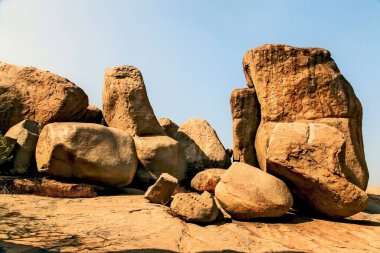 Farklı şekillerde kayalar, Hampi, Karnataka, Hindistan, Asya 