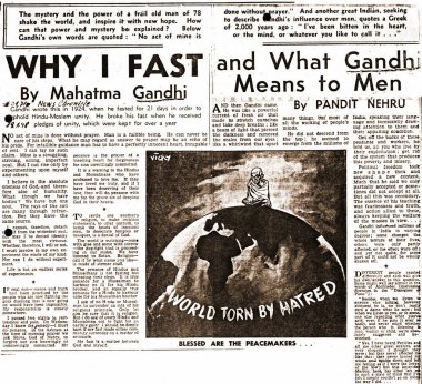 Mahatma Gandhi 'nin 19 Ocak 1948' de Hindistan, Asya 'daki News Chronicle gazetesindeki makalesi