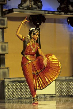 Bharatnatyam, Hindistan 'ın klasik dansını yapan kadın.  