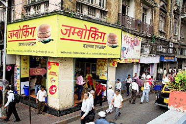 Jumboking Vada Pav Express Hint fast food sebze restoranı Prenses sokağı, Vardhaman Chowk; Deniz Hatları; Bombay Mumbai; Maharashtra; Hindistan
