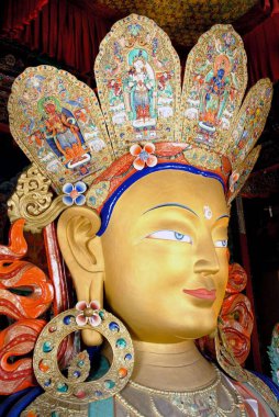 Maitreya heykeli Thikse Gompa, Leh, Ladakh, Jammu ve Kashmir 'de, Hindistan 