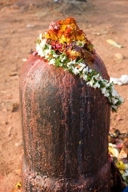 Flowers on shivlinga on mahashivaratri celebration at Keesaragutta, Hyderabad, Andhra Pradesh, India  clipart