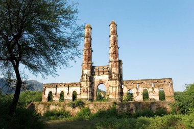 UNESCO world heritage Champaner Pavagadh ; excavations by M S University of Baroda between 1970-1975 brought to light Amir Manzil Complex ; Champaner ; Panchmahals district ; Gujarat state ; India ; Asia  clipart