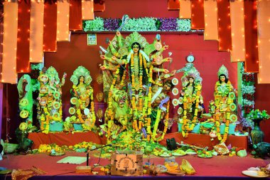 Goddess Durga idol during Navratri festival, Valsad, Gujarat, India, Asia clipart