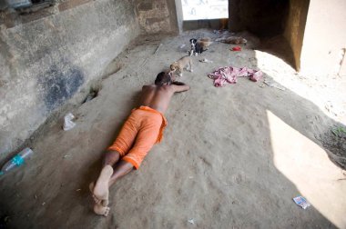 Dandvat Pranam Varanasi Uttar Pradesh Hindistan Asya 