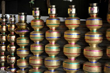 Bronze Utensil Shop Madhya Pradesh India Asia    clipart