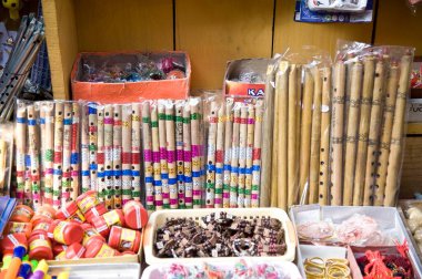 Flüt dükkanı, mathura, uttar pradesh, Hindistan, Asya