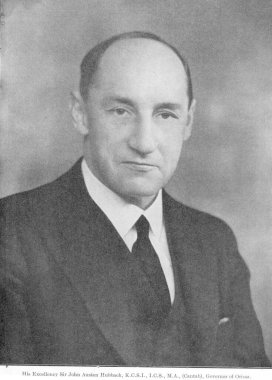 İngiliz yetkililer, Ekselansları Sör John Austen Hubback, K.C.S.I., I.C.S., M.A., Cantab, Orissa, Hindistan valisi.  