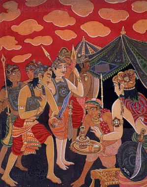 Hinduizm, hindu sanatı, himalaya akademi sanatı, din, maneviyat, sanatçı S. Rajam, savaş, arjuna, mahabharata