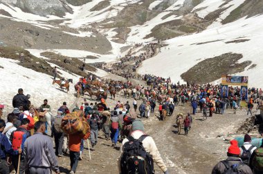Pilgrim, mahagunas pass, amarnath yatra, Jammu Kashmir, Hindistan, Asya