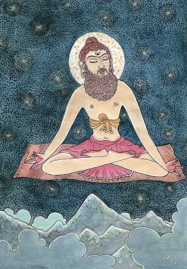 Şiva, sanatçı S. Rajam, Aziz, sadhu, swami, sannyasin, keşiş, adanmışlık, meditasyon, hindu inancı, hinduizm, sanat, yoga, himalaya akademi sanatı, samadhi, kendini gerçekleştirme.
