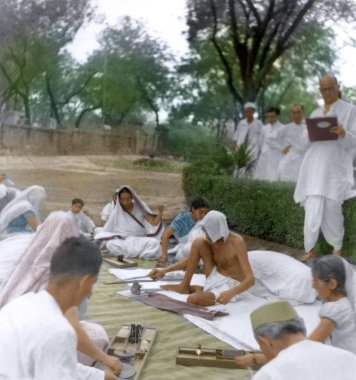 Mahatma Gandhi dönen bir kampanya sırasında, Yeni Delhi, Hindistan, Asya, 1939 