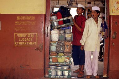 Dabawallas yemek kutuları, Mumbai bombay, maharashtra, Hindistan 