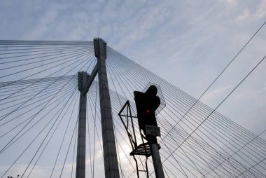 Vidyasagar Setu Hooghly Nehri üzerindeki ikinci köprü şehrin en son ilgi alanlarından biri; Kolkata; Batı Bengal; Hindistan