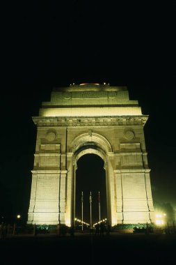 Illuminated structure of India Gate, New Delhi, India, Asia clipart