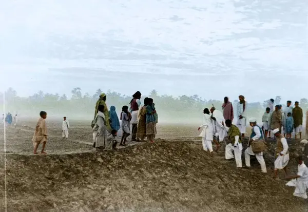 Mahatma Gandhi Nel Villaggio Dopo Rivolte Musulmane Indù Bengala Orientale — Foto Stock