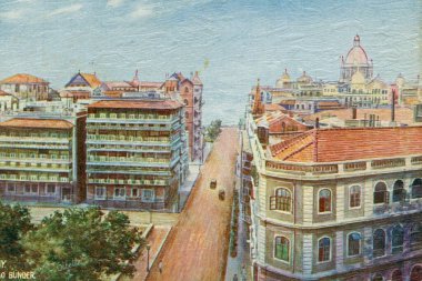 Eski resim kartpostalı; Apollo bunder; Bombay şimdi Mumbai; Maharashtra; Hindistan