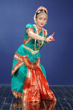 woman performing Bharatnatyam , Indian Classical Dance clipart