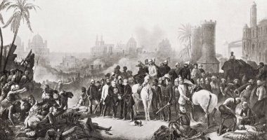 Sir Colin Campbell ile Havelock ve Outram 'ın Lucknow, 1857' de buluşması.