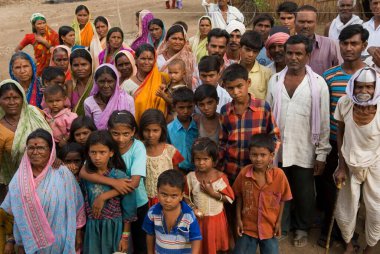 Bir grup köylü, Marathwada, Maharashtra, Hindistan 