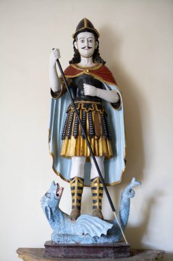 St. Christopher with Dragon, The Archiepiscopal Palace, 16. yüzyılda inşa edildi, UNESCO Dünya Mirasları Alanı, Eski Goa, Velha Goa, Hindistan 