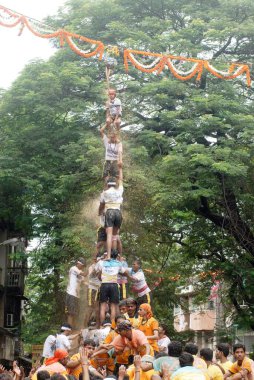 Janmashtami gokul ashtami govinda festival in Dadar ; Bombay Mumbai ; Maharashtra ; India clipart