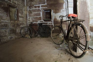 Haveli, Jodhpur, Rajasthan, Hindistan, Asya 'nın eski bisiklet verandaları