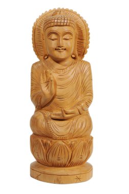 Beyaz arka planda Lord Buddha 'nın el işi.