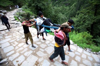 Govind ghat 'ta Shri Hemkund Sahib (4320 metre yüksekliğinde), Bhvundar veya Lakshman Ganga Vadisi, Uttaranchal, Hindistan' a açılan kapı. 