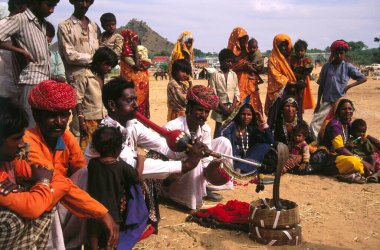 Snake Charmers, Pushkar Fair, Rajasthan, Hindistan 