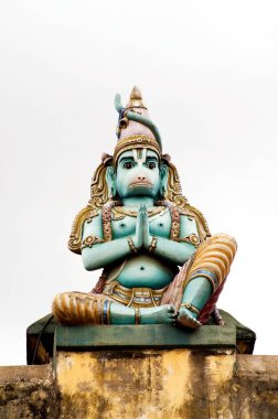 Statue of hanuman on ranganathaswamy temple at srirangam near Tiruchirappalli , Tamil Nadu , India clipart