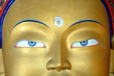 Maitreya heykeli Thikse Gompa, Leh, Ladakh, Jammu ve Kashmir 'de, Hindistan 