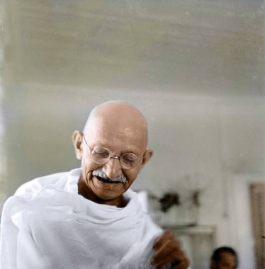 Mahatma Gandhi 'nin eski bir fotoğrafı, Hindistan, Asya, 1946 