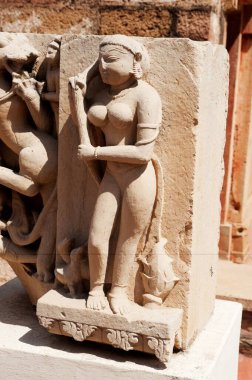 Statue of nayika terracotta in gujri mahal museum ; Gwalior ; Madhya Pradesh ; India clipart
