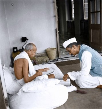 Mahatma Gandhi ve Rajendra Prasad Birla House, Mumbai, Maharashtra, Hindistan, Asya, Ağustos 1942 