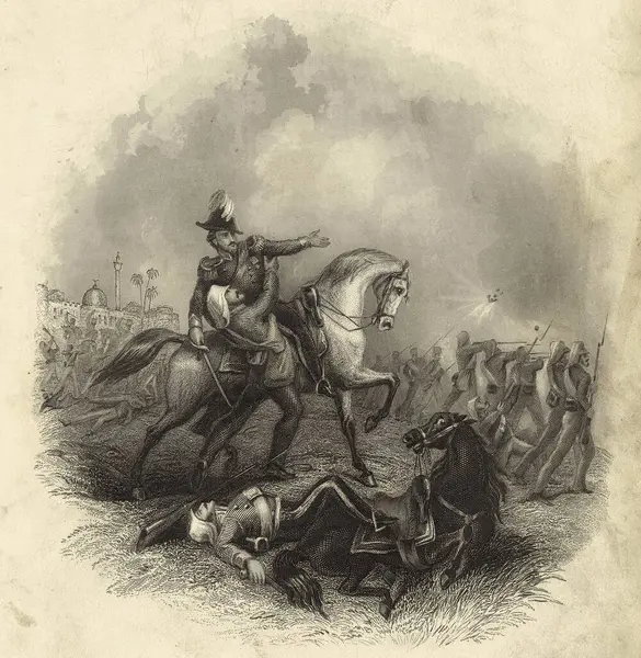 Minyatür boyama, General Neill 'ın Lucknow' dan önce ölümü, 25 Eylül 1857 isyan sahneleri, Hindistan