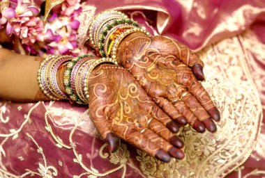 Mehndi, gelin, Marwadi Düğünü, Bombay Mumbai, Maharashtra, Hindistan 