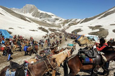 Pilgrim, mahagunas pass, amarnath yatra, Jammu Kashmir, Hindistan, Asya