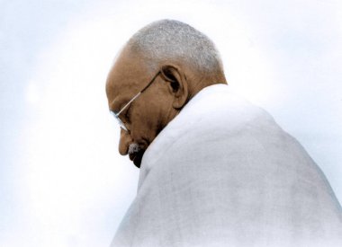 Mahatma Gandhi 'nin eski bir fotoğrafı, Hindistan, Asya, 1947 