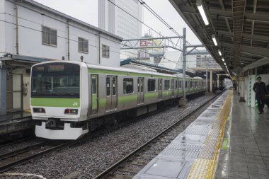 Tren istasyonundaki demiryolları, Tokyo, Japonya