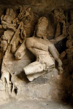 UNESCO-World Heritage Site ; Natraj Shiva-Cosmic dancer ; Lord Shiva performing Tandava in presence of Bramha and Yakshas ; Elephanta Caves ; Gharapuri now known as elephanta Island ; District Raigad ; Maharashtra ; India clipart
