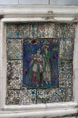 Dekoratif fayanslar, Parshwanath Jain Tapınağı, Kalküta, Kolkata, Batı Bengal, Hindistan, Asya