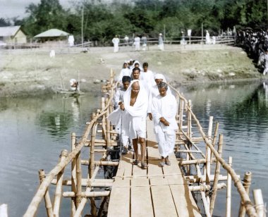 Yıllık konferans sırasında Mahatma Gandhi, Dacca, Doğu Bengal, Bangladeş, Şubat 1940 